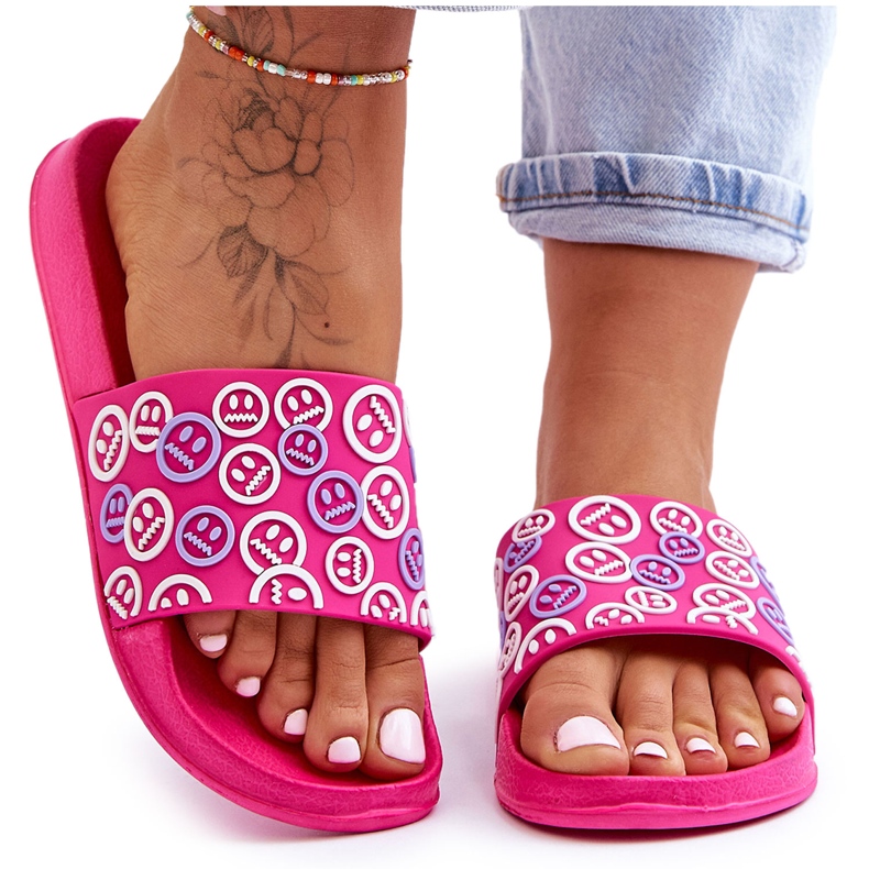 Ženske papuče s emotikonima Fuchsia Cosette ružičasta