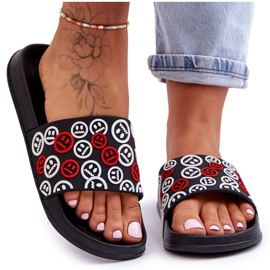 Ženske papuče s emotikonima Black Cosette crno