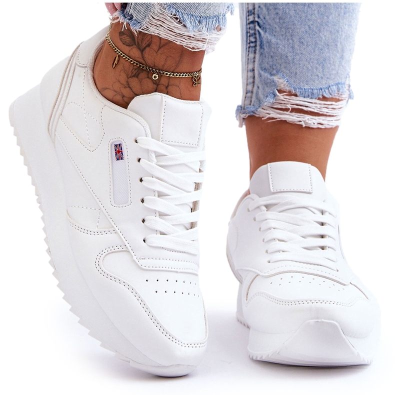 PM1 Bijele Merida kožne sportske cipele s platformom na vezanje bijela