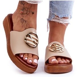 Ženske papuče bež tajne s ukrasom