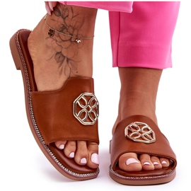 Ženske Camel Larotte klasične papuče s ravnom petom smeđa