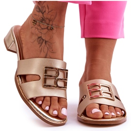 Elegantne ženske papuče sa zlatnim ukrasom Atlantis zlatna