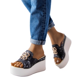 Havanna crne sandale na klin crna