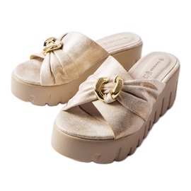 Laura zlatne ženske natikače na wedge zlatna