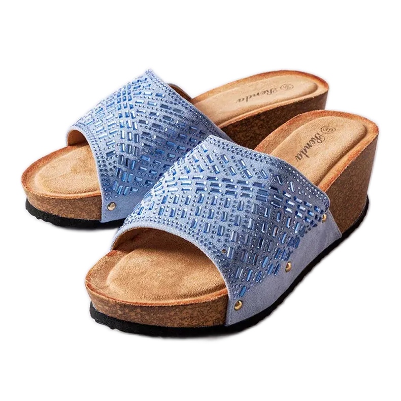 Inna Guymon plave sandale na klin sa kamenčićima plava