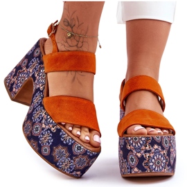 Maciejka kožne sandale na visoku petu 06089-18 narančaste narančasta