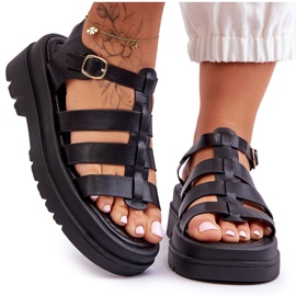 Kožne sandale s crnim colet remenima crna