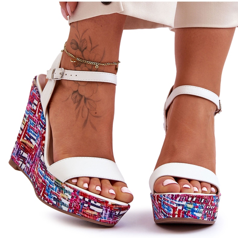 Ženske sandale na šarenu tanku bijeli malibu bijela