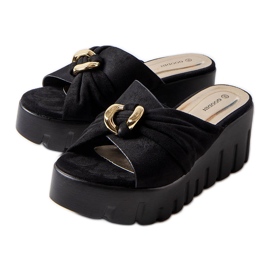 Goodin Laura ženske crne papuče na klin crna