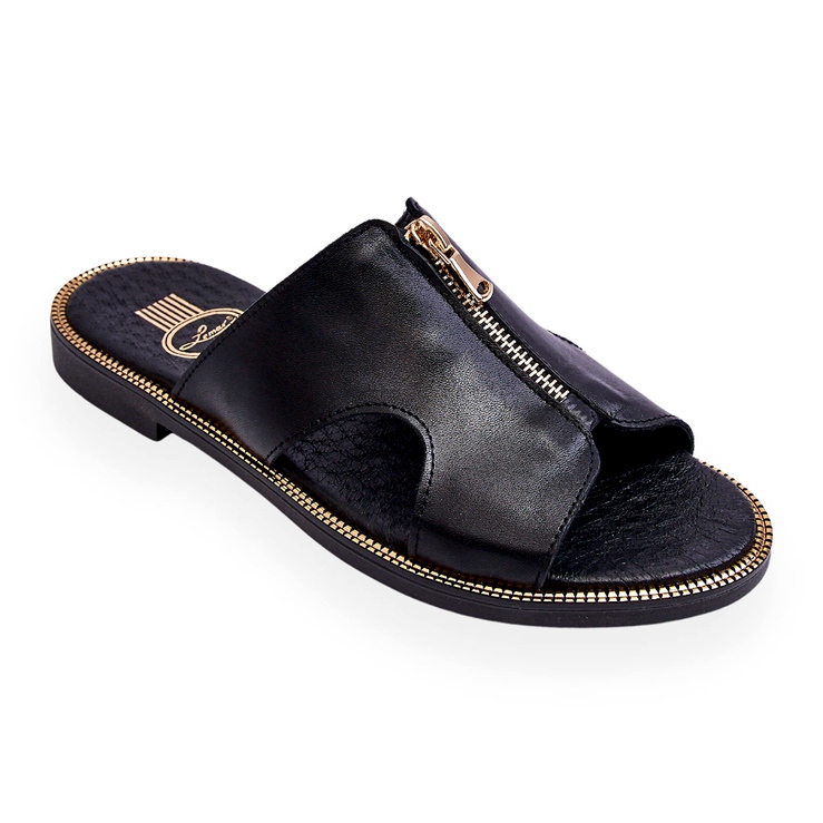 Lemar Ženske papuče s ukrasnim patentnim zatvaračem Black Clarence crno