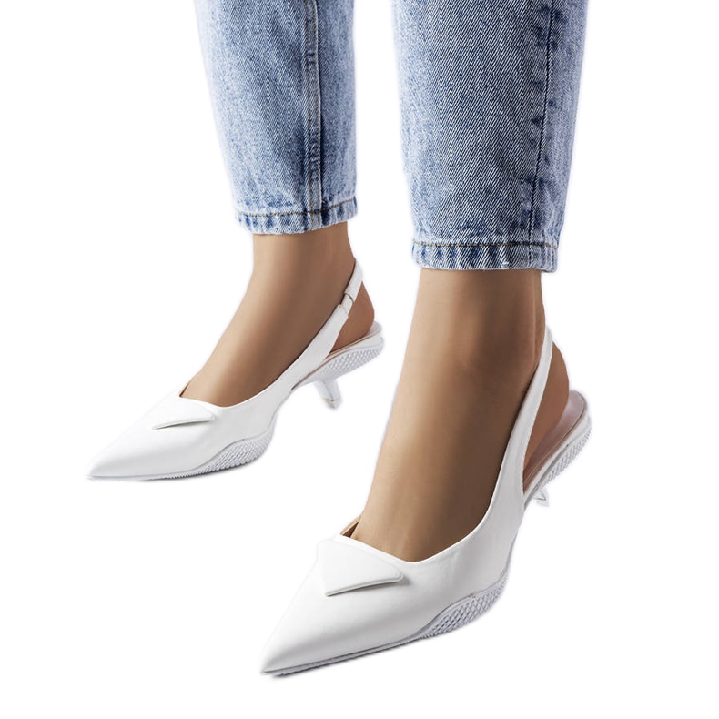 Bijele Gougeon sandale na nisku petu bijela