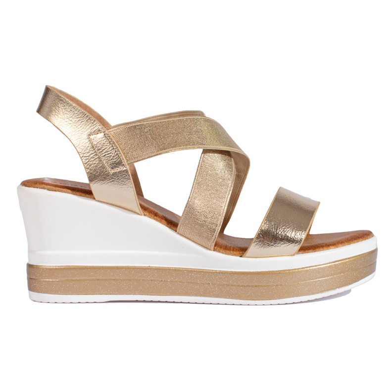 Shelovet zlatne sandale na klin zlatna