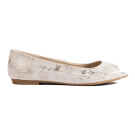 Zlatne Shelovet ženske balerinke s otvorenim prstima zlatni