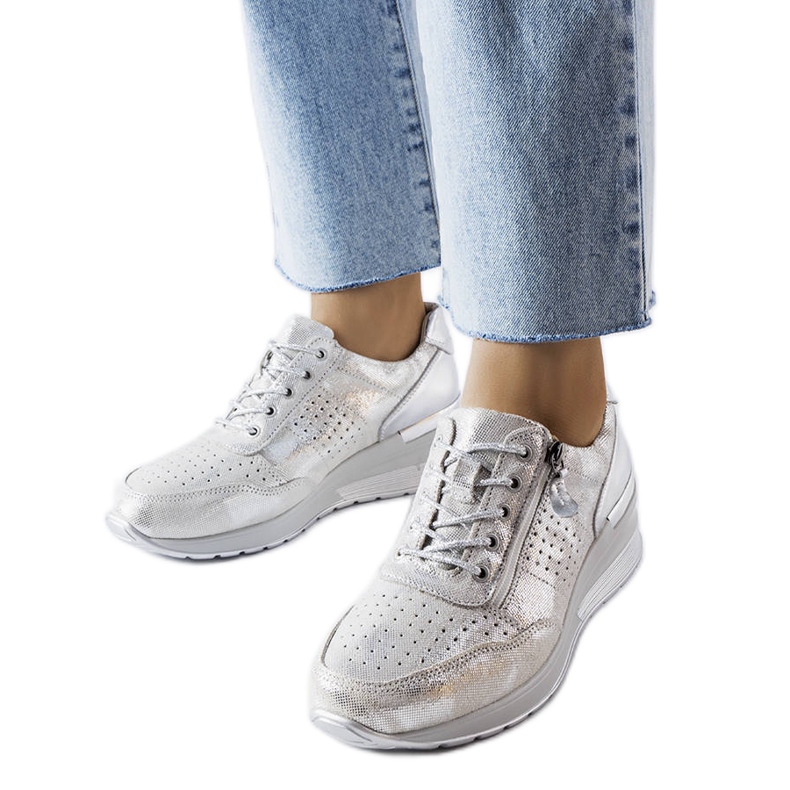 Goodin Jazzar srebrne ažurne kožne cipele srebro