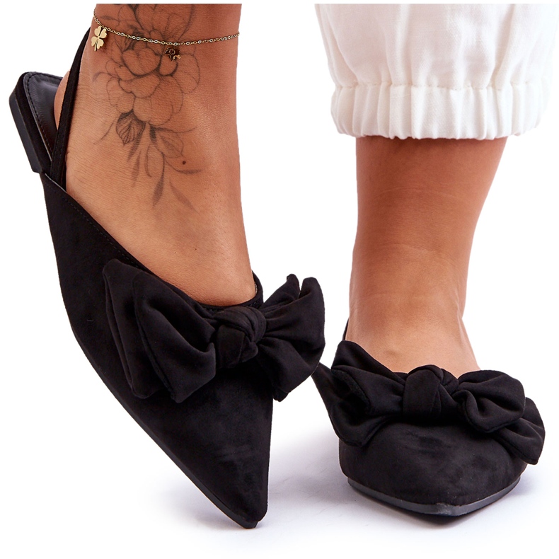 Ženske natikače balerinke s mašnom crne Nadine crno