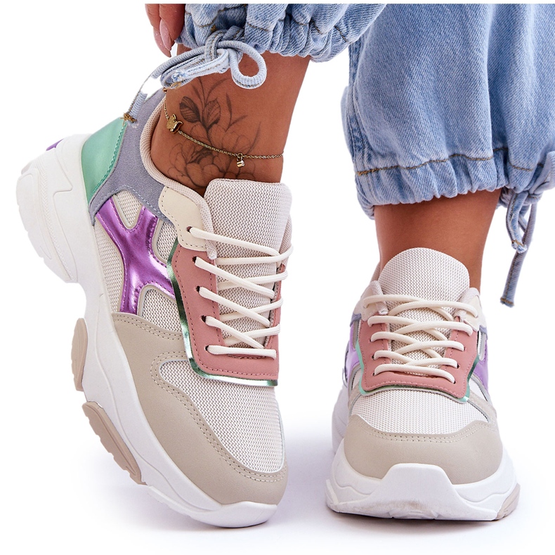 PS1 Ženske tenisice na vezanje bež-zelene Cortes raznobojna