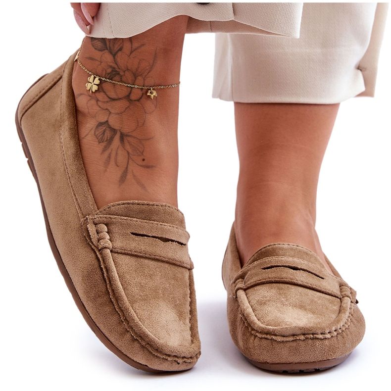 Ženske natikače od brušene kože smeđe Lenvie smeđa