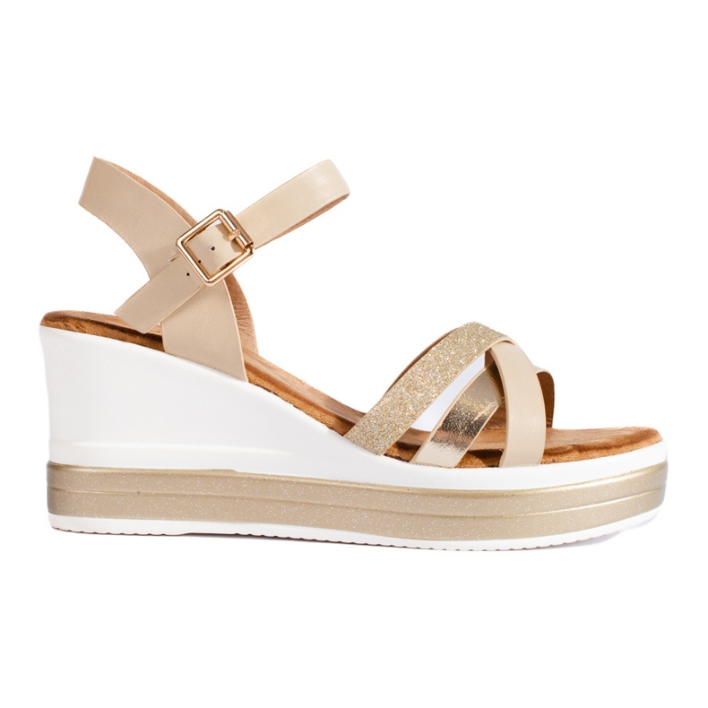 Ženske bež sandale na klin Shelovet