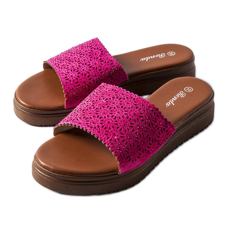 Tamnoružičasti ažur klizači s cirkonima iz Irvinea ružičasta