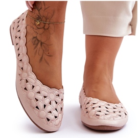 PE1 Ženske ažurne sjajne balerinke Pink Visionary ružičasta