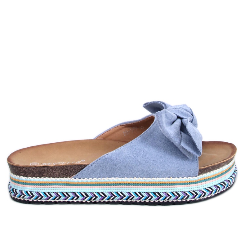 Delair plave sandale s mašnom s visokim potplatom plava