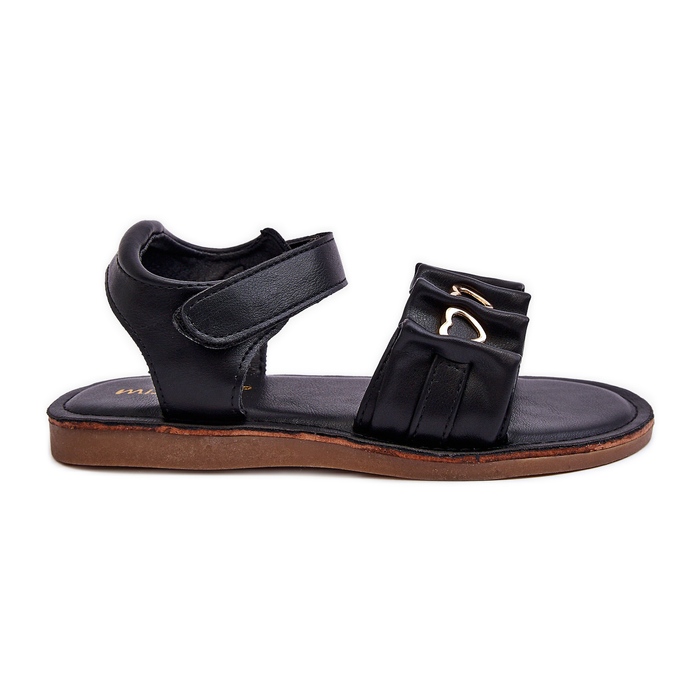 Dječje sandale s čičak srcima Black Havana crno