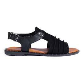 Shelovet crne sandale od brušene kože crna