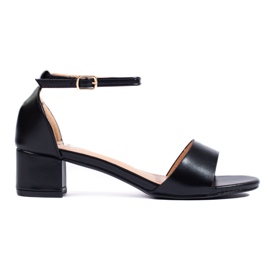 Klasične elegantne ženske sandale na nisku petu Shelovet crne crna