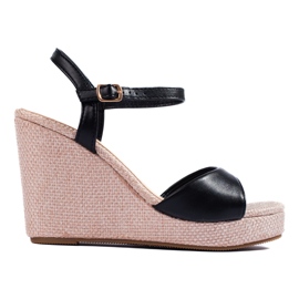 Shelovet crne visoke wedge espadrile crna