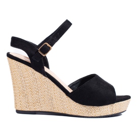 Shelovet crne visoke wedge espadrile crna