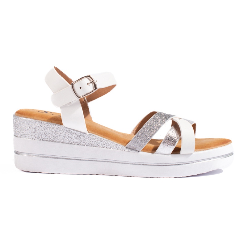 Bijele Shelovet ženske sandale na wedges bijela