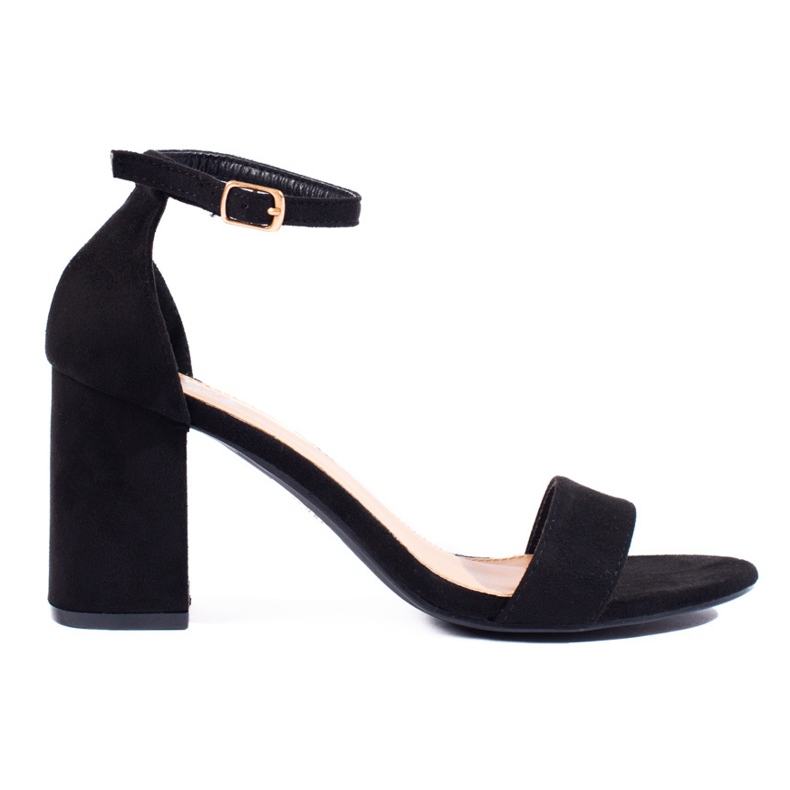 Ženske klasične sandale na bež Shelovet stup crno