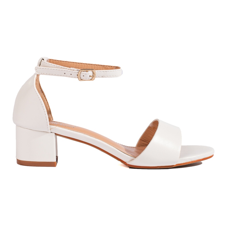 Klasične elegantne ženske sandale na nisku petu Shelovet bijela