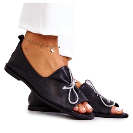 Kožne ženske balerinke Nicole 2660/001 crne crna