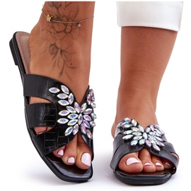 Papuče s ukrasnim kamenčićima S.Barski 617-22 crne crna