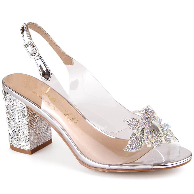 Ženske prozirne srebrne sandale sa cirkonima S.Barski MR1037-18 srebro