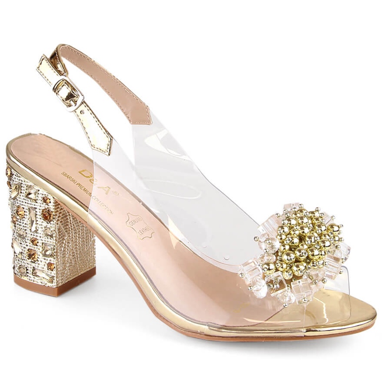 Ženske prozirne sandale na zlatnoj kopči s perlicama S.Barski MR1037-19 zlatna