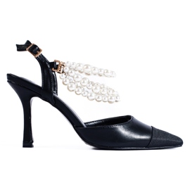 Crne salonke na iglu sa Shelovet biserima crna