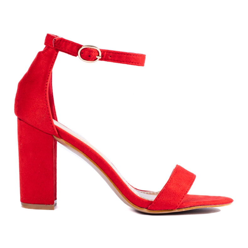 Crvene sandale na visoku petu od brušene kože iz Sheloveta crvena