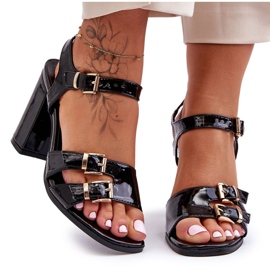 S. BARSKI Lakirane S.Barski 80-3 sandale na visoku petu crne crna