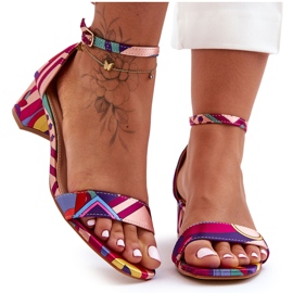 FS1 Satenske sandale s visokim petama s uzorkom, crvena mješavina Inspire Me! višebojan