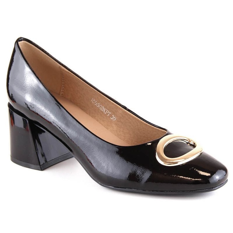 Lakirane cipele na visoku petu Vinceza W JAN179C crne crno