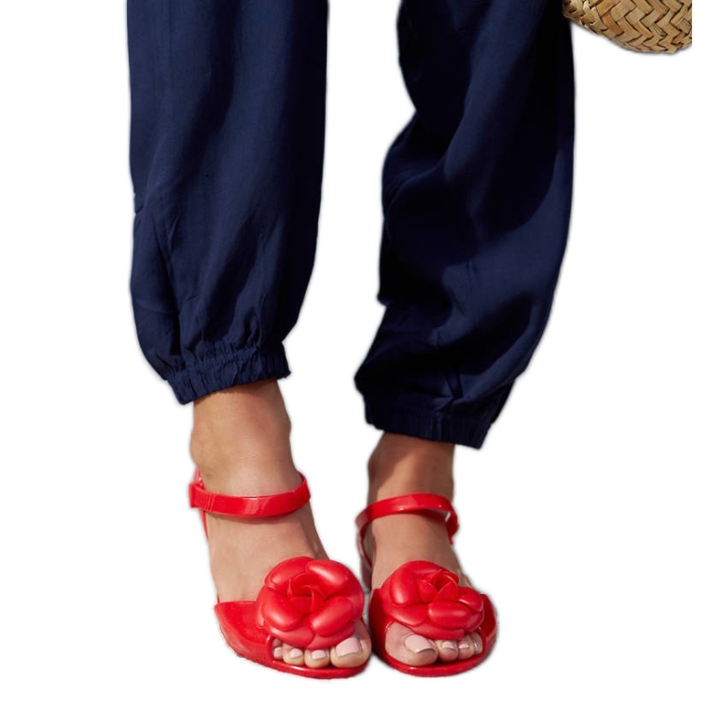 Crvene balerinke sa cvijetom crvena