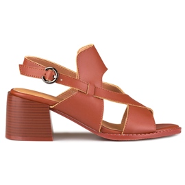 La.Fi Smeđe kožne stiletto sandale smeđa