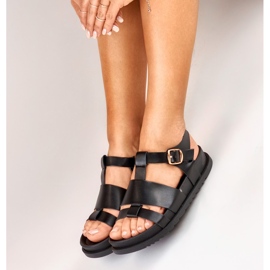 Klasične crne ženske ravne sandale crna
