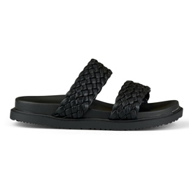 Ženske crne tkane papuče crna