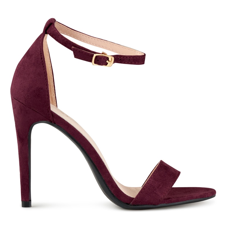 Kestenjaste sandale na visoku petu crvena