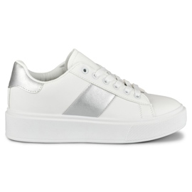 Ženske bijele tenisice na platformu sa srebrnim dodatkom bijela