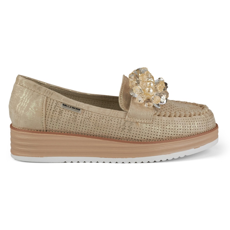 Ažur cipele na platformu s ukrasom bež