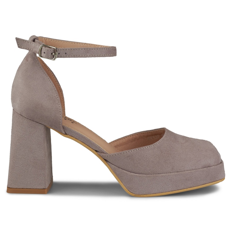 Cipele sa širokom petom kopčaju se na gležnju siva